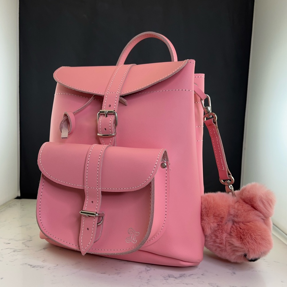 GRAFEA Barbie Pink Leather Mini Backpack- Made in England